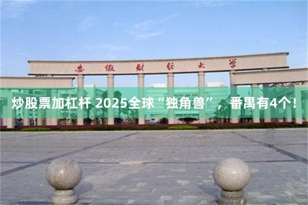 炒股票加杠杆 2025全球“独角兽”，番禺有4个！