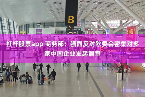 杠杆股票app 商务部：强烈反对欧委会密集对多家中国企业发起调查