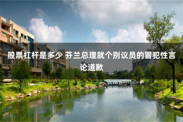 股票杠杆是多少 芬兰总理就个别议员的冒犯性言论道歉