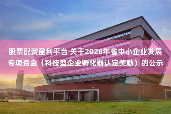 股票配资盈利平台 关于2026年省中小企业发展专项资金（科技型企业孵化器认定奖励）的公示