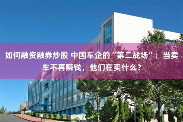 如何融资融券炒股 中国车企的“第二战场”：当卖车不再赚钱，他们在卖什么？