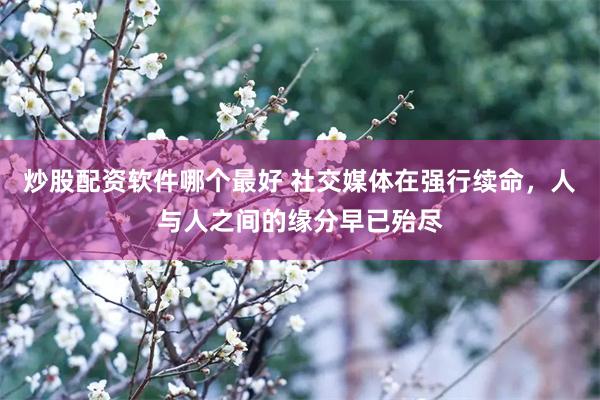 炒股配资软件哪个最好 社交媒体在强行续命，人与人之间的缘分早已殆尽