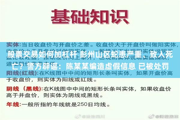 股票交易如何加杠杆 彭州山区蛇患严重、致人死亡？警方辟谣：陈某某编造虚假信息 已被处罚