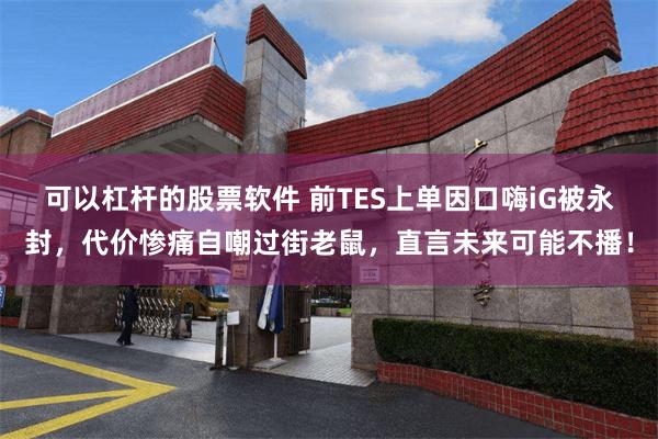 可以杠杆的股票软件 前TES上单因口嗨iG被永封，代价惨痛自嘲过街老鼠，直言未来可能不播！