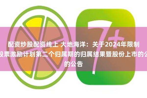配资炒股配资线上 大地海洋：关于2024年限制性股票激励计划第二个归属期的归属结果暨股份上市的公告